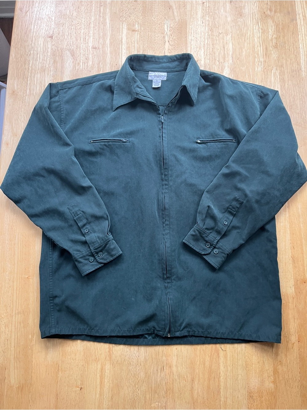 Men's Dark Green Zip-Front Casual Jacket